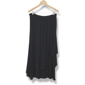 Emme Skirt XL Womens Black Mesh Tiered Asymmetrical Lettuce Edge Maxi Whimsigoth